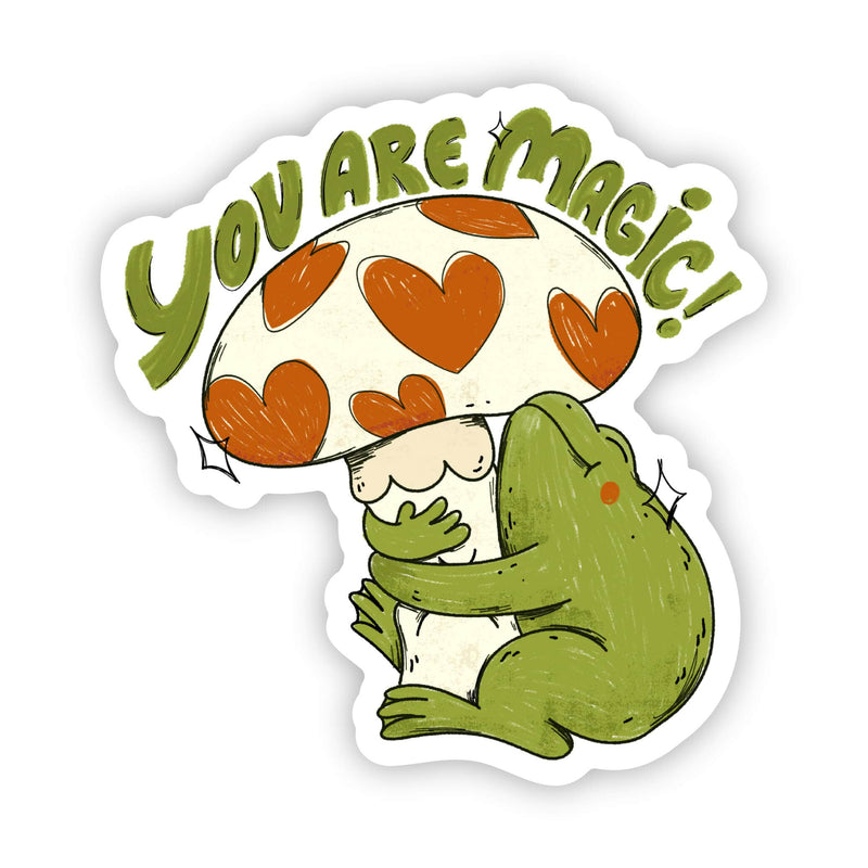 "You are magic" mushroom and frog sticker