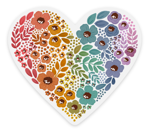 Clear Rainbow Floral Heart Sticker