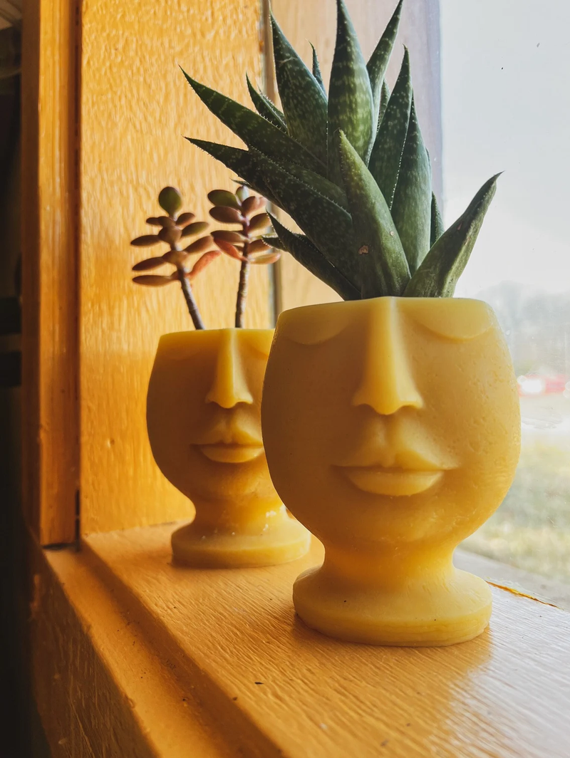 Beeswax Head Planter - 100% Kansas City Beeswax - 4" Tall