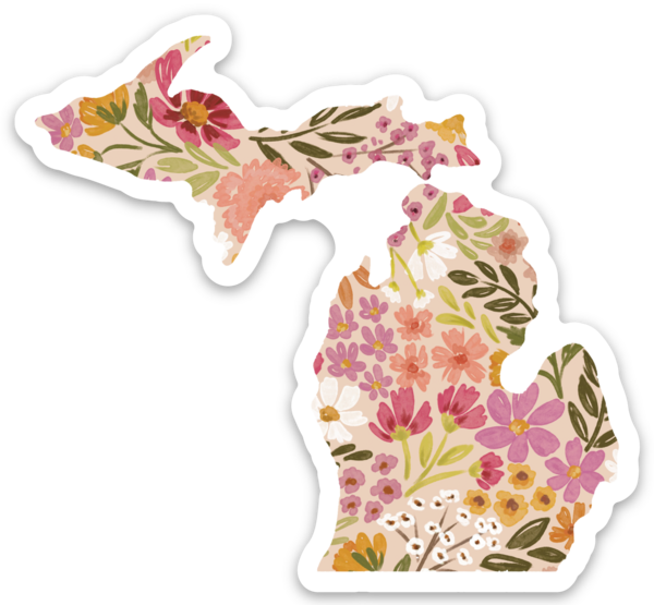 Michigan 3x3in. Floral State Sticker