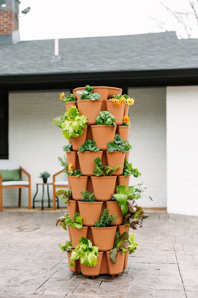 7 Tier GreenStalk Leaf Vertical Planter | Classic Terracotta (Basic Texture) 