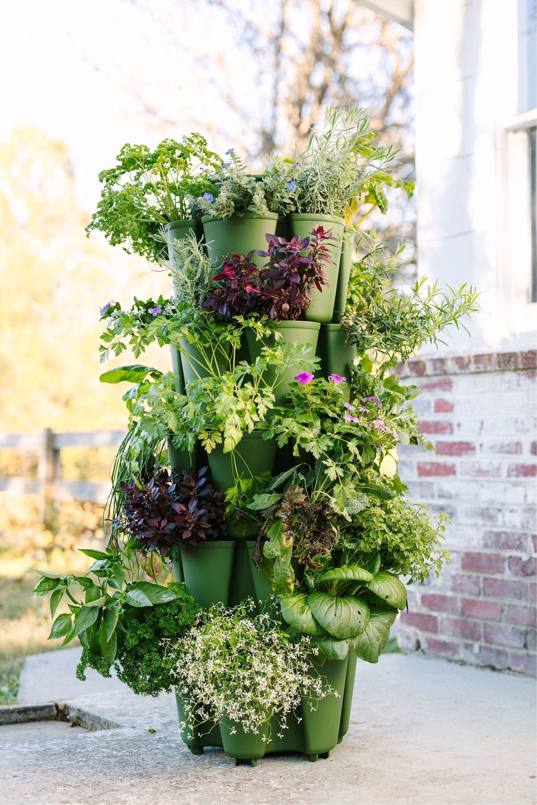 horizontal planter indoor 5 Tier GreenStalk Garden Original Vertical Planter - Basic Texture Evergreen