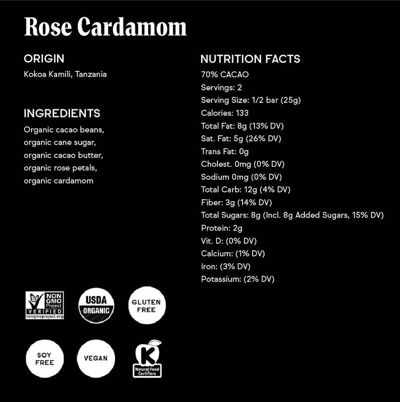 70% Rose Cardamom Bar - Valentine&