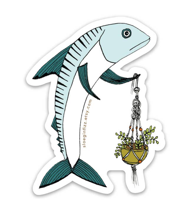 Mackerel mastering macrame vinyl sticker