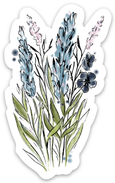 Blue and Purple Floral Stems Sticker