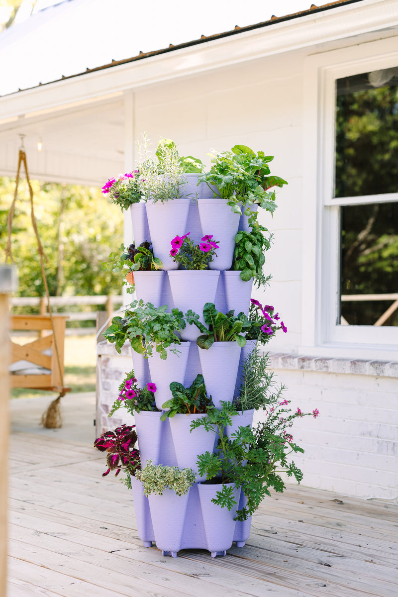 5 Tier GreenStalk Original Vertical Planter | Lilac (Basket Weave Texture)