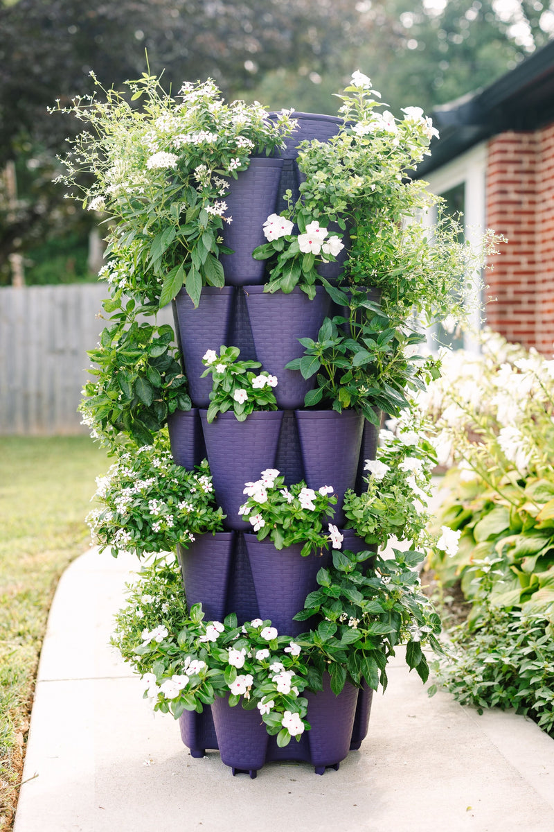 5 Tier GreenStalk Original Vertical Planter | Blackberry (Basket Weave Texture) 