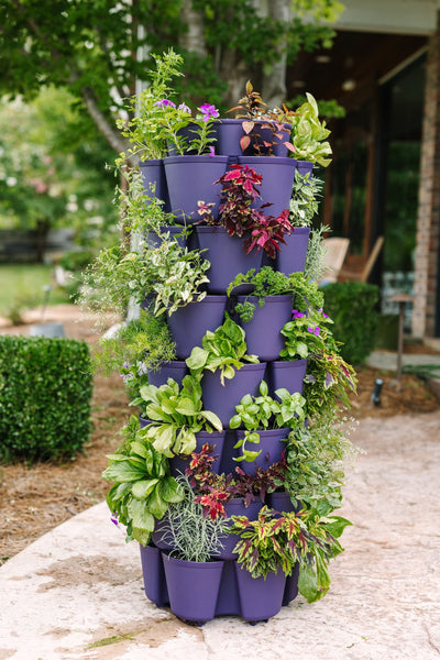 7 Tier GreenStalk Leaf Vertical Planter | Blackberry (Basic Texture) 