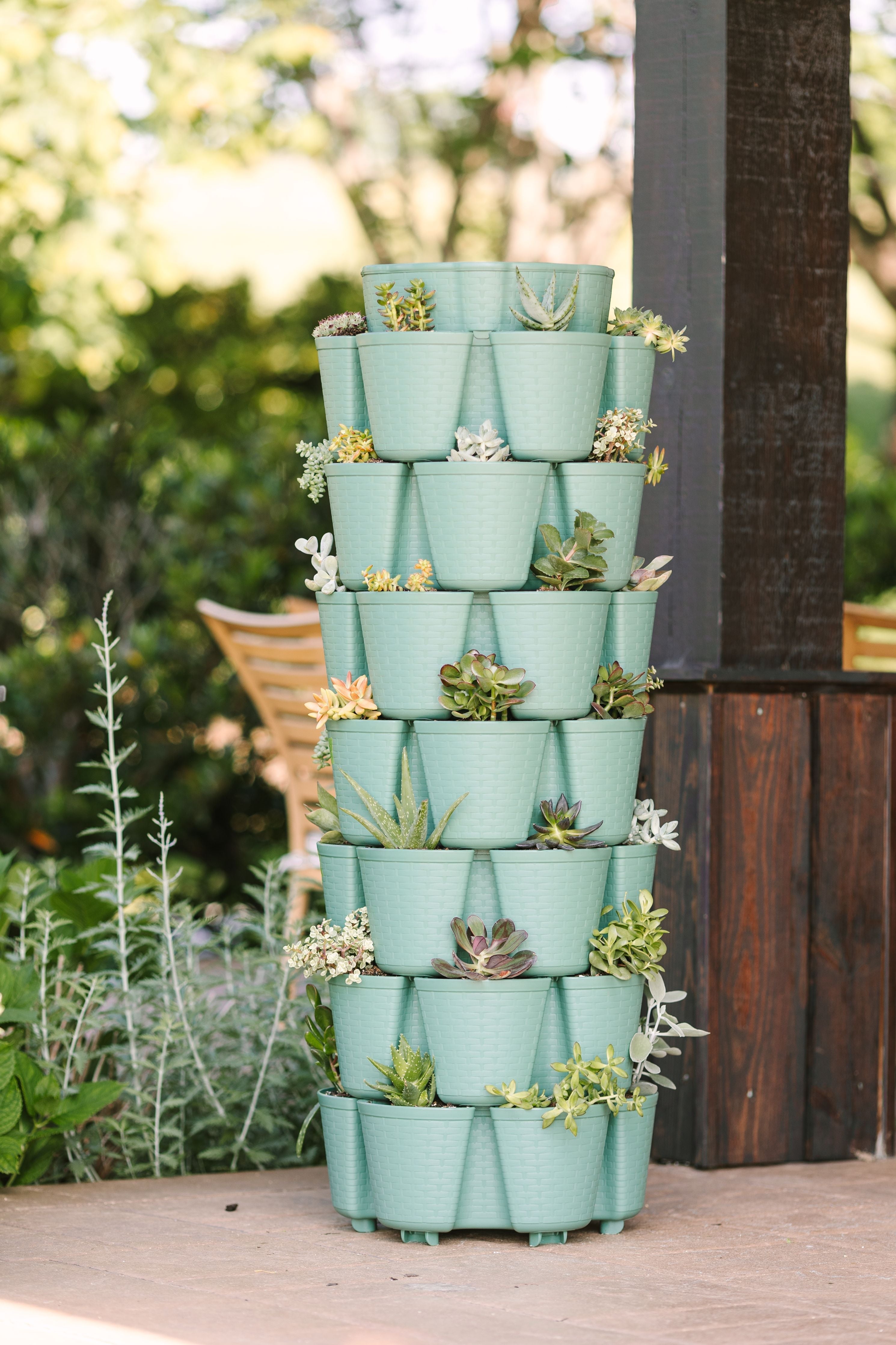 7 Tier GreenStalk Garden Leaf Vertical Planter - Basket Weave