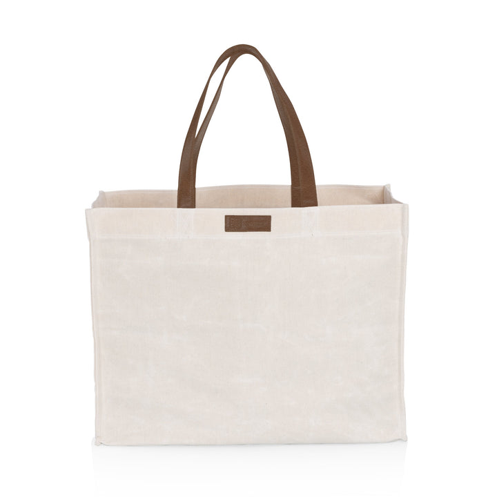 Market Waxed Canvas Tote with Leatherette Handles