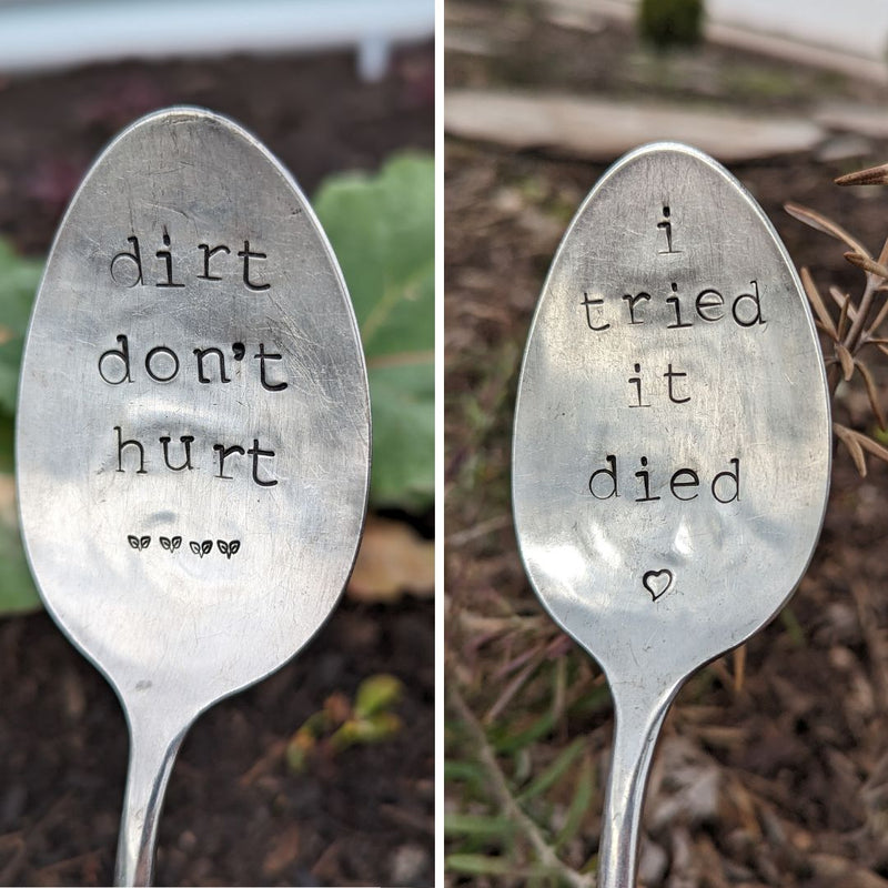 Metal Serving Spoon Plant Markers