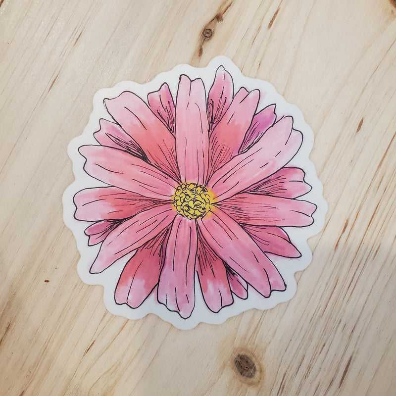 Pink Daisy Illustration Sticker