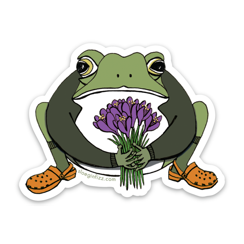 Toad with Crocus / Croak-us Sticker